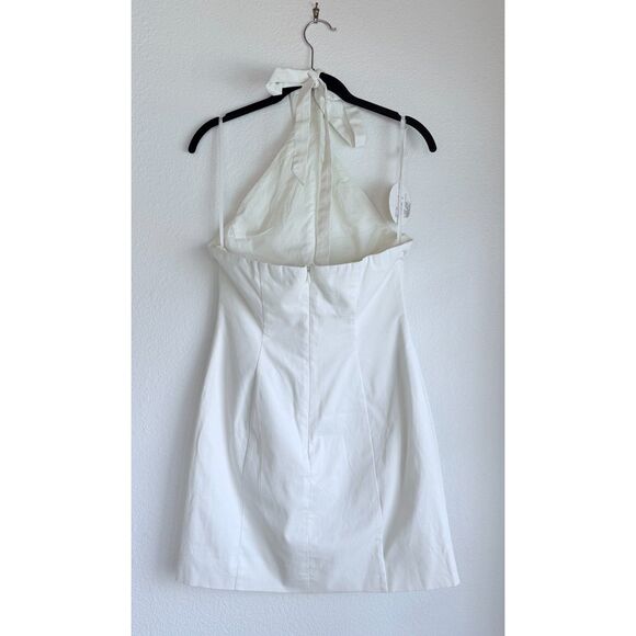 NWT STAUD Haven Cotton Chino Halter Neck Button Front Mini Dress in Ivory Size 2 - Picture 8 of 16